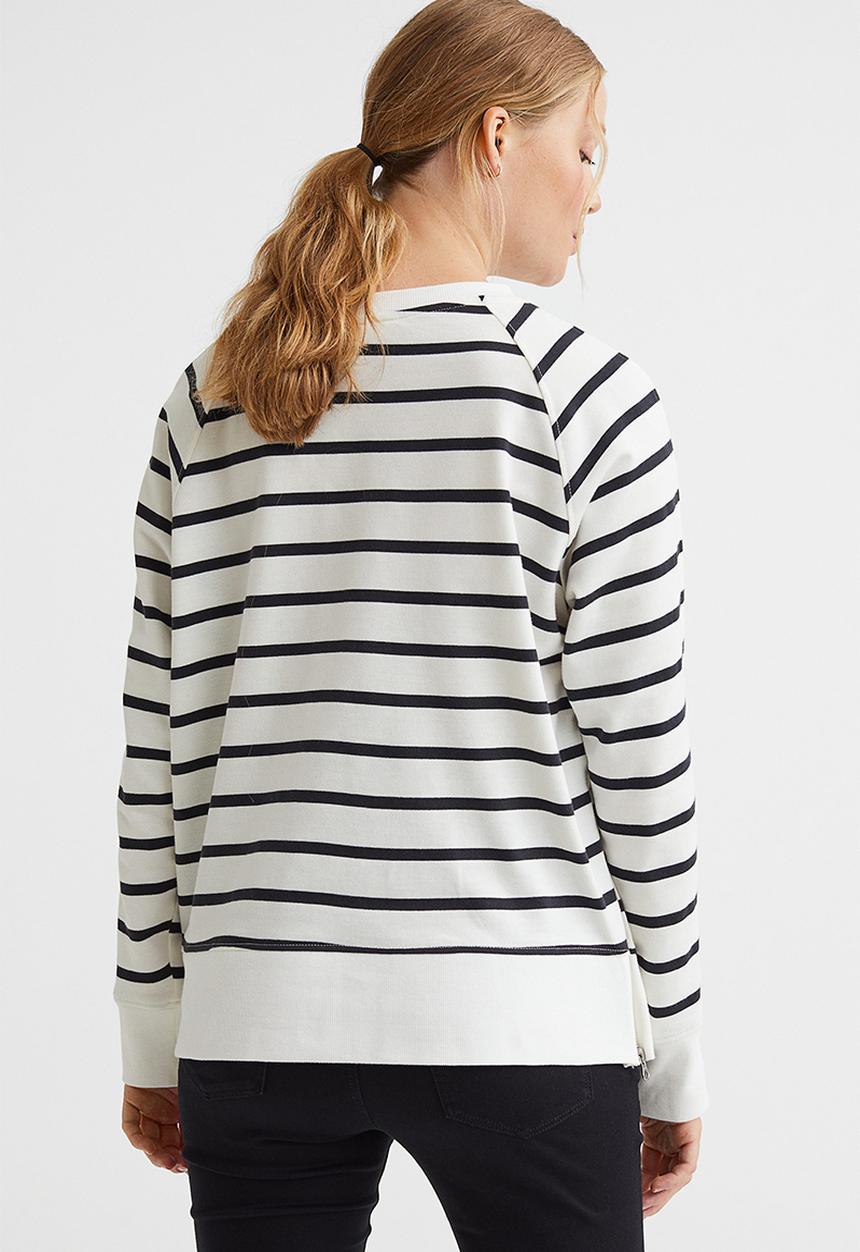 H&M - Mama zip-detail sweatshirt - white/striped