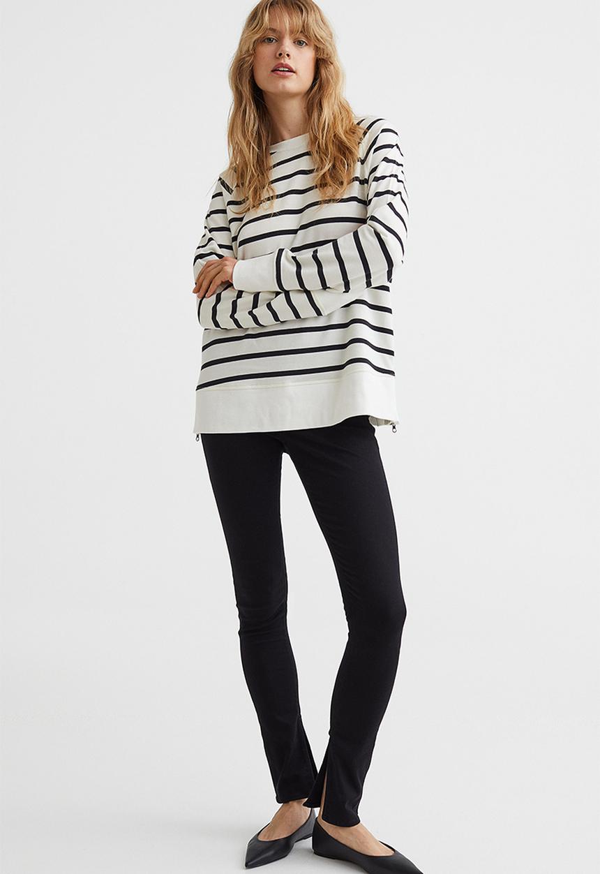H&M - Mama zip-detail sweatshirt - white/striped