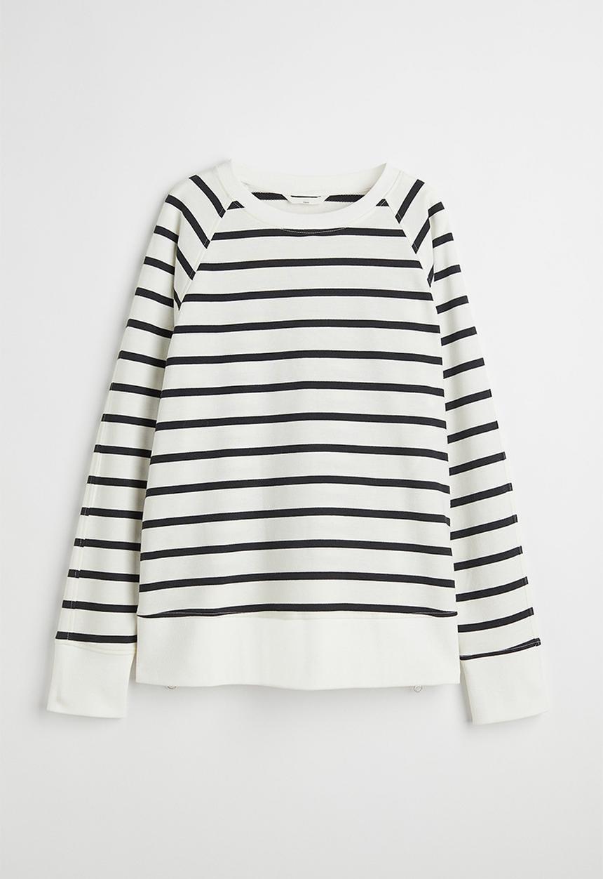 H&M - Mama zip-detail sweatshirt - white/striped