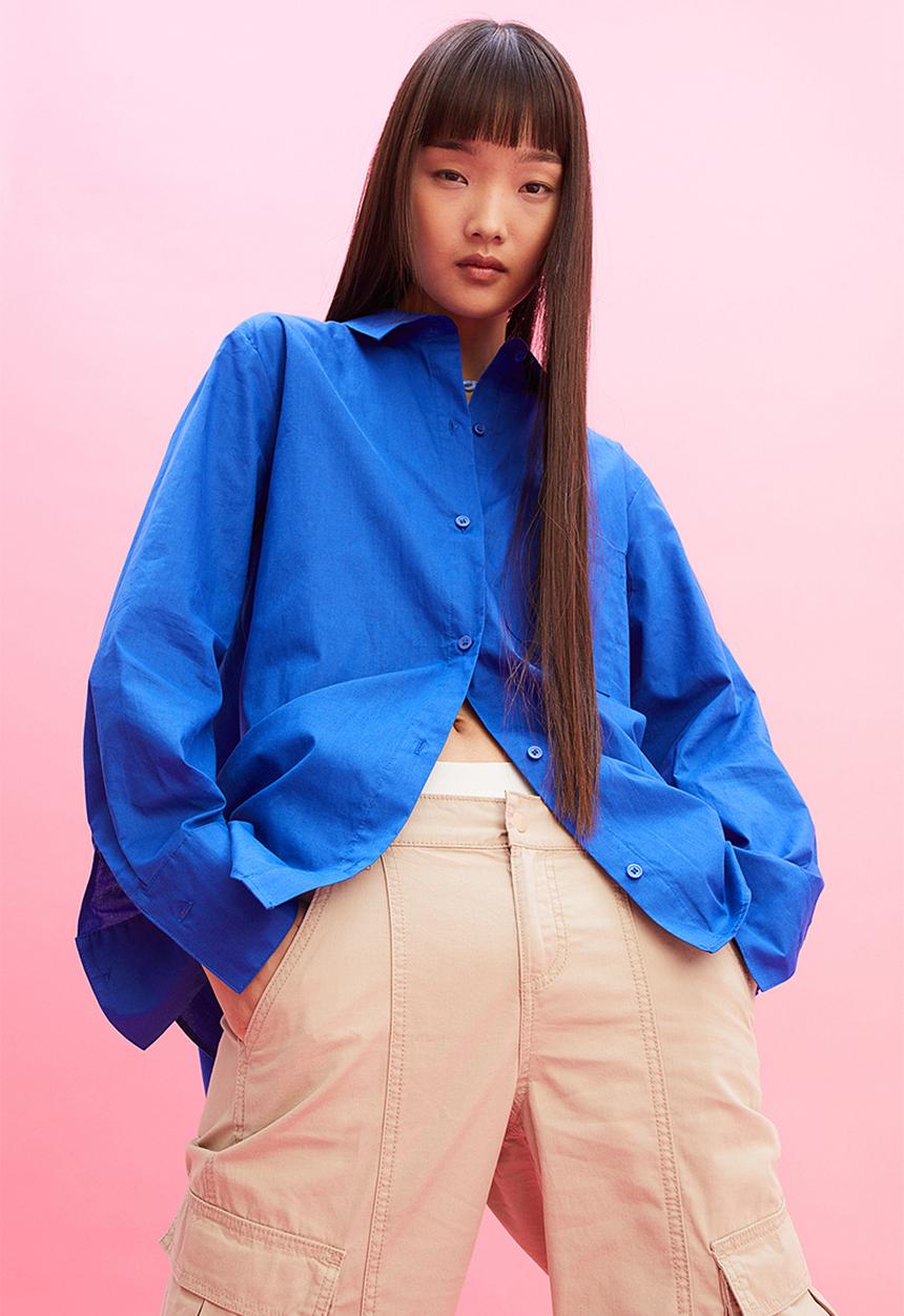 H&M - Oversized poplin shirt - bright blue
