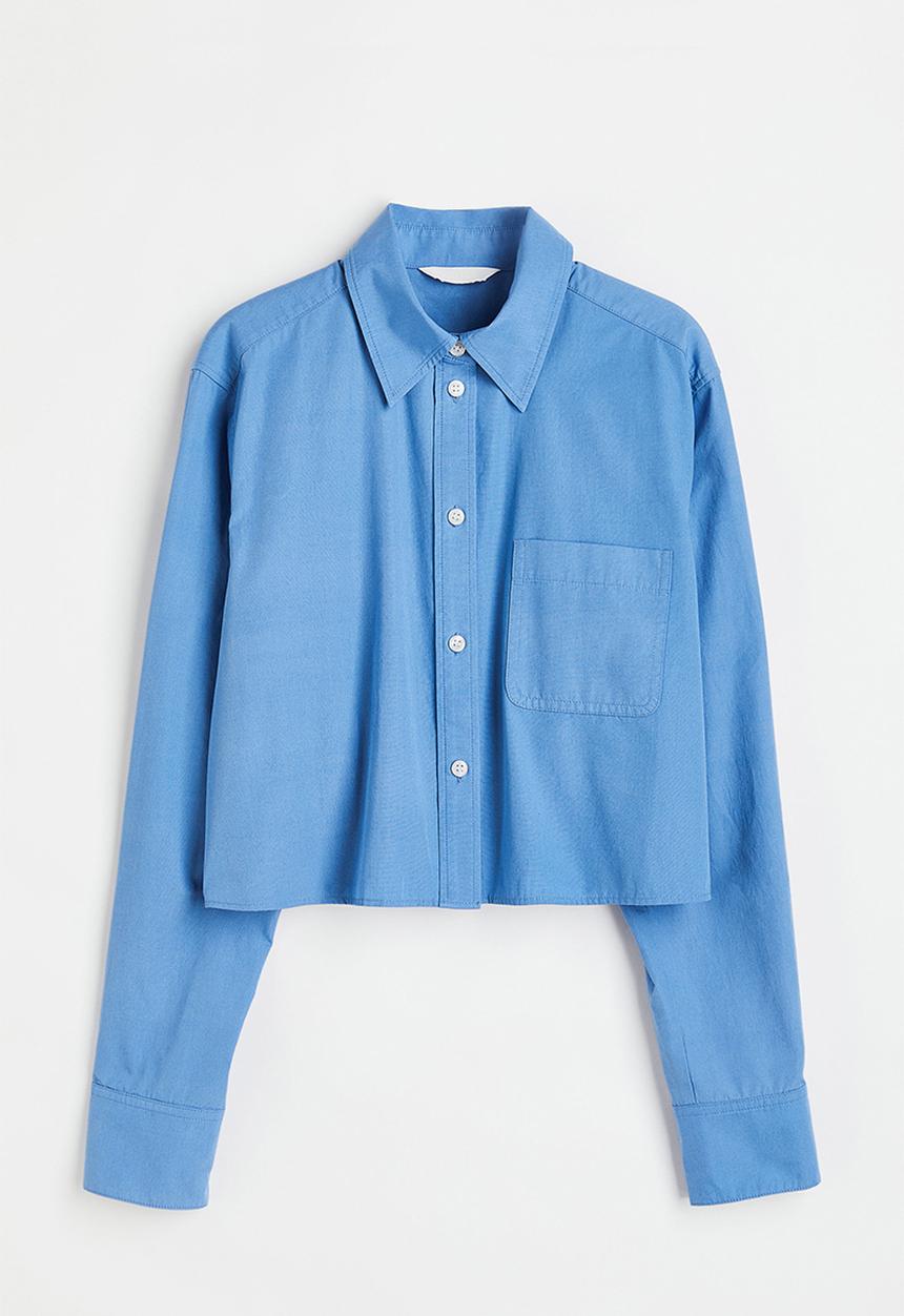 H&M - Cropped poplin shirt - blue
