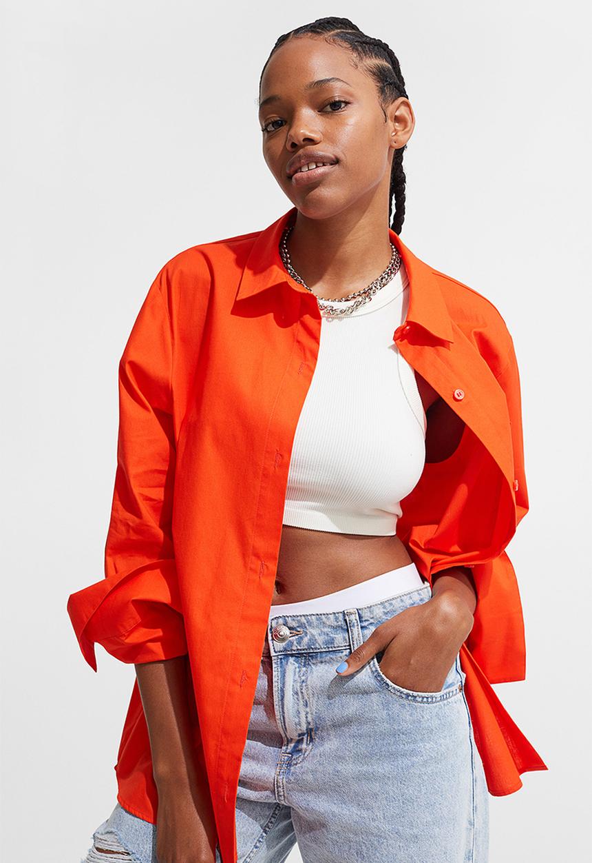 H&M - Oversized poplin shirt - orange
