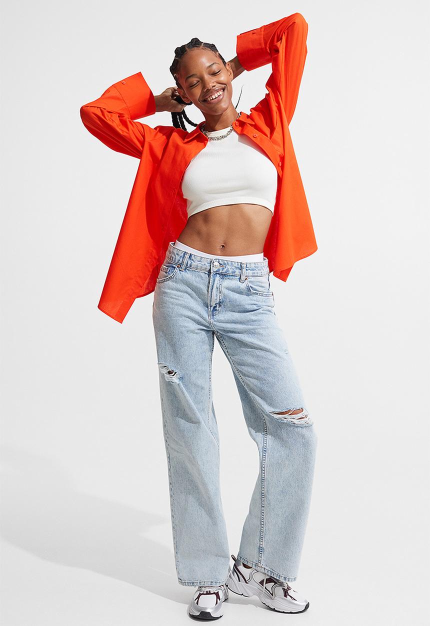 H&M - Oversized poplin shirt - orange