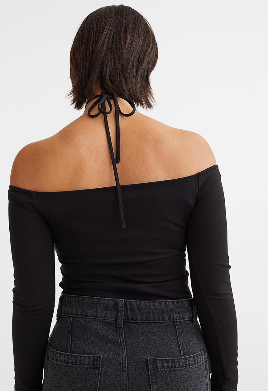 H&M - Off the shoulder jersey top - black
