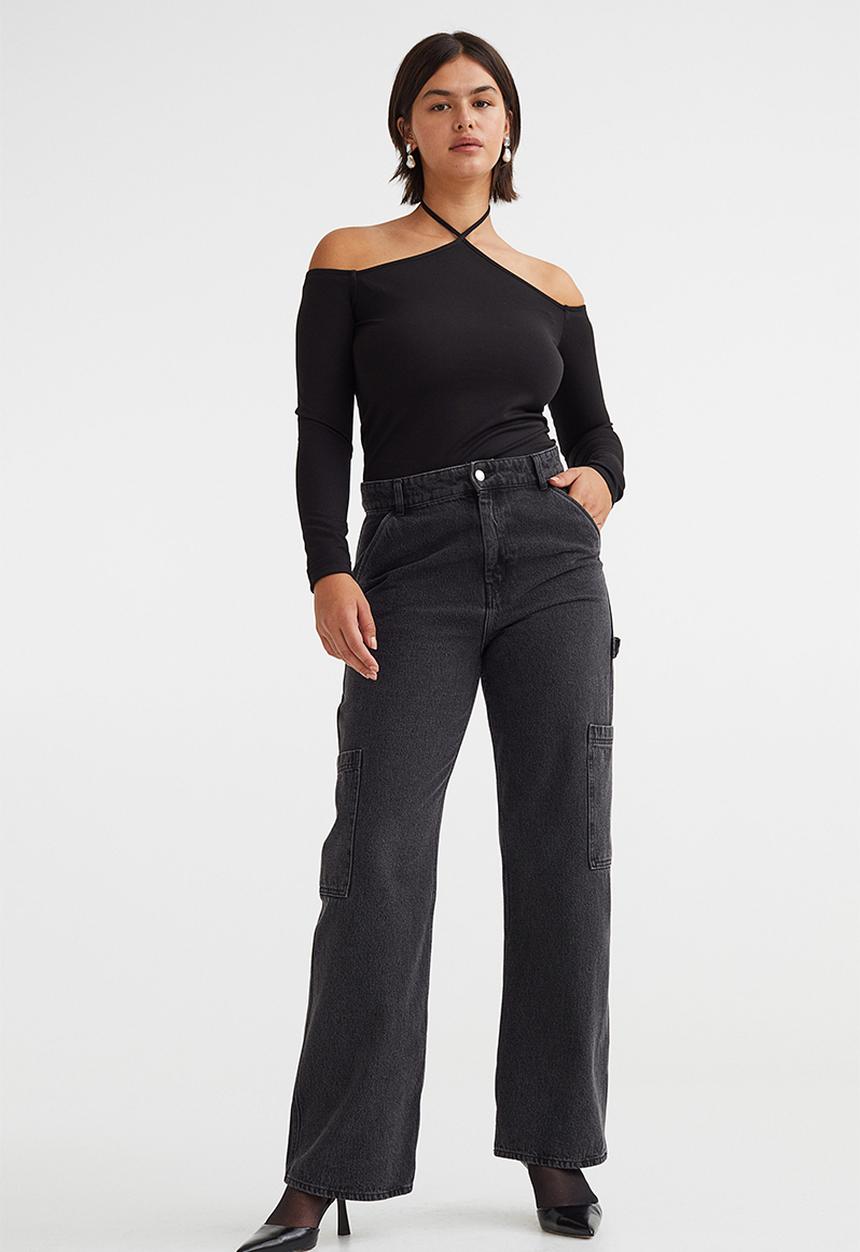 H&M - Off the shoulder jersey top - black