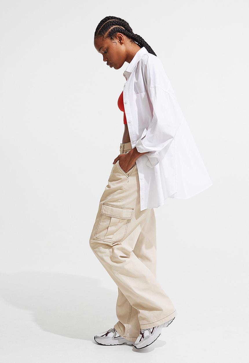 H&M - 90s baggy high waist jeans - light beige