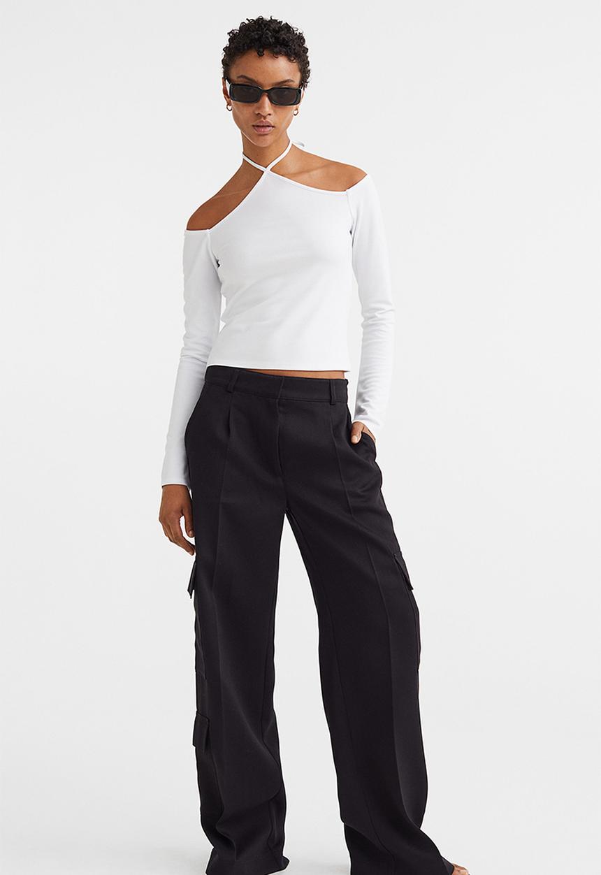 H&M - Off-the-shoulder jersey top - white