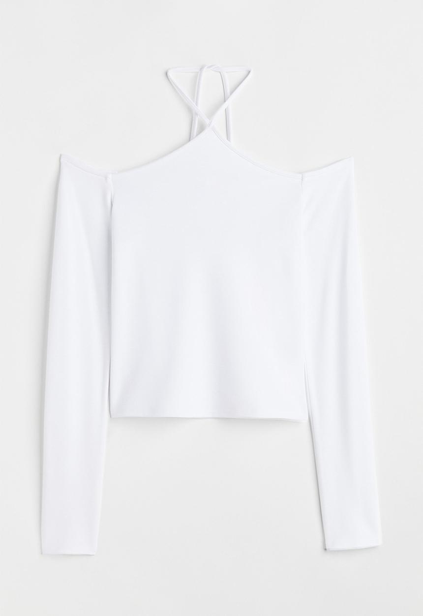 H&M - Off-the-shoulder jersey top - white