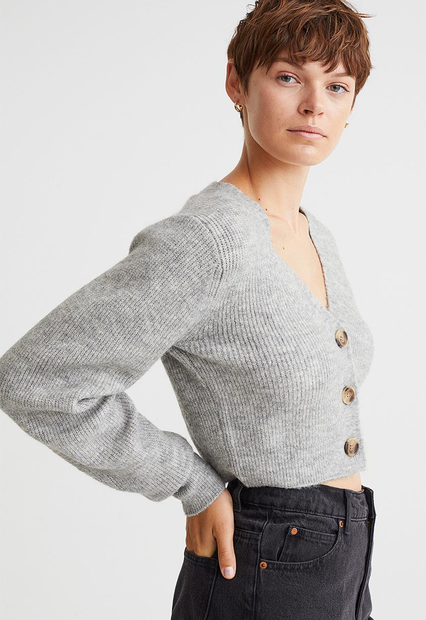 H&M - Short cardigan - light grey marl