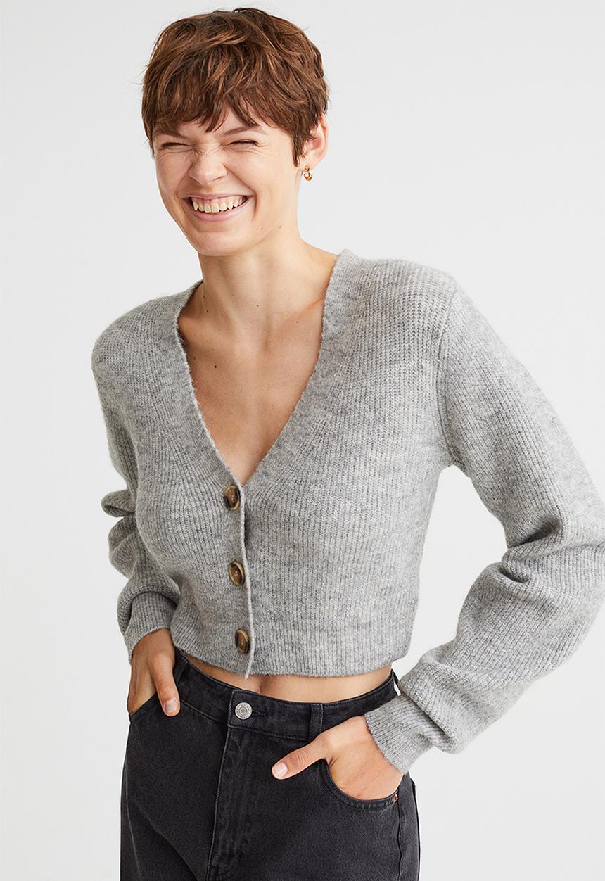 H&M - Short cardigan - light grey marl