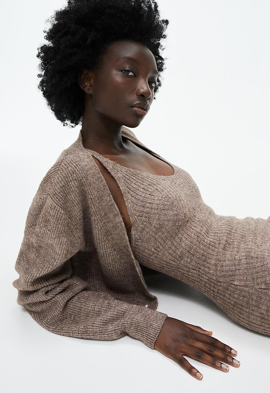 H&M - Short cardigan - dark mole