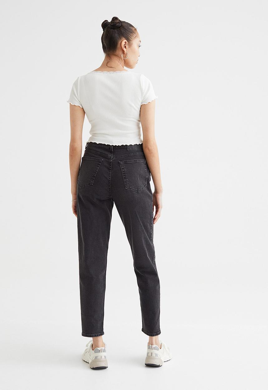 H&M - Mom loose-fit high ankle jeans - dark grey
