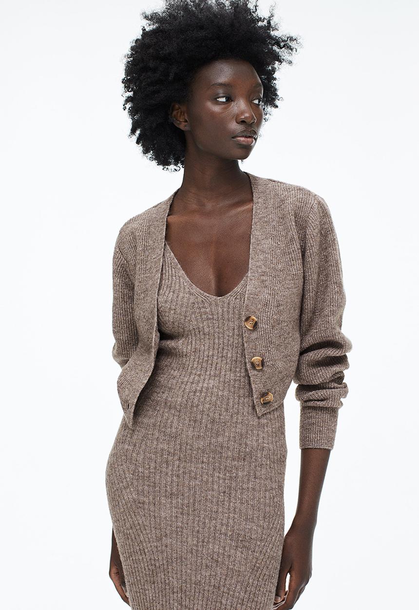 H&M - Short cardigan - dark mole