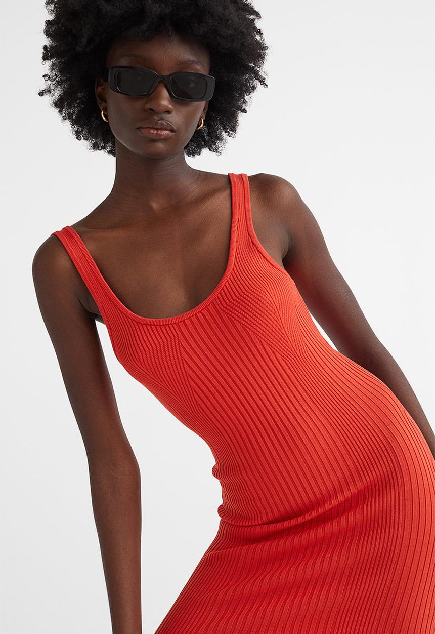 H&M - Rib-knit bodycon dress - bright red