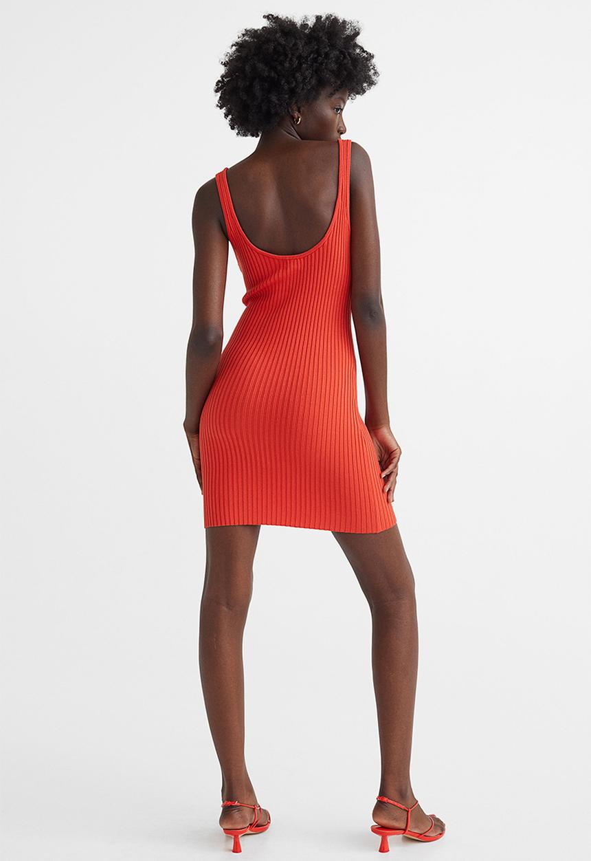 H&M - Rib-knit bodycon dress - bright red