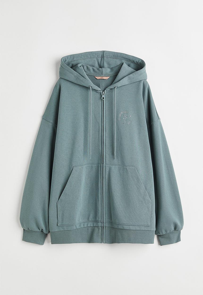 H&M - Zip-through hoodie - dusty green