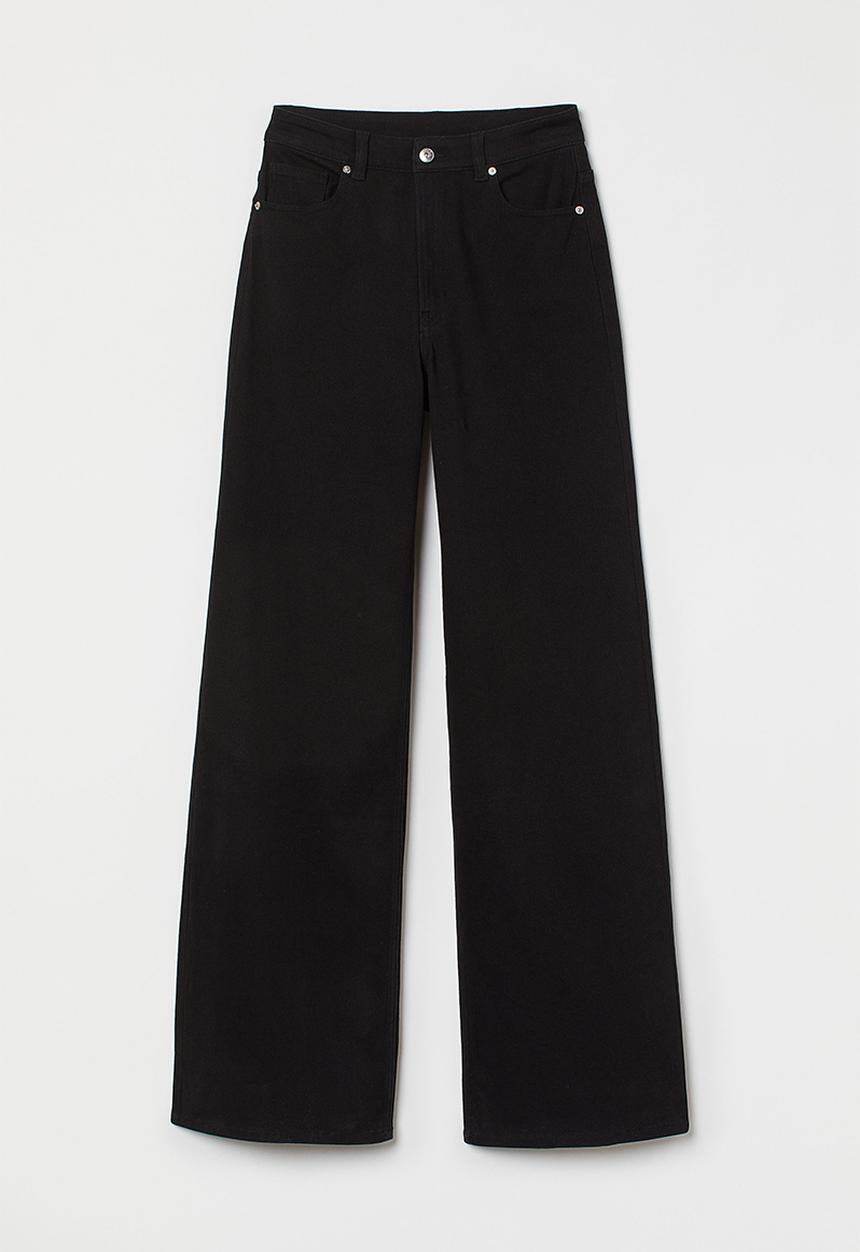 H&M - Wide twill trousers - black