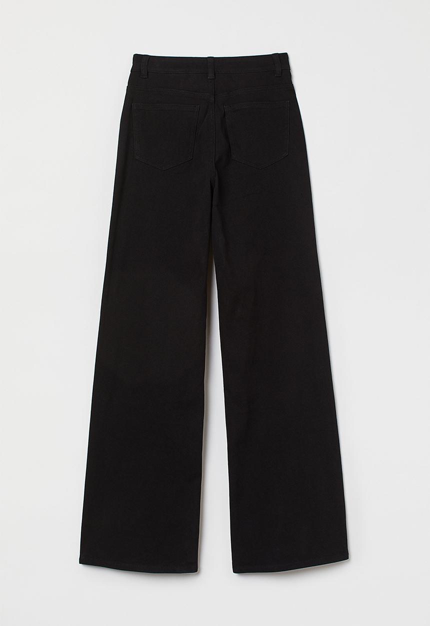 H&M - Wide twill trousers - black