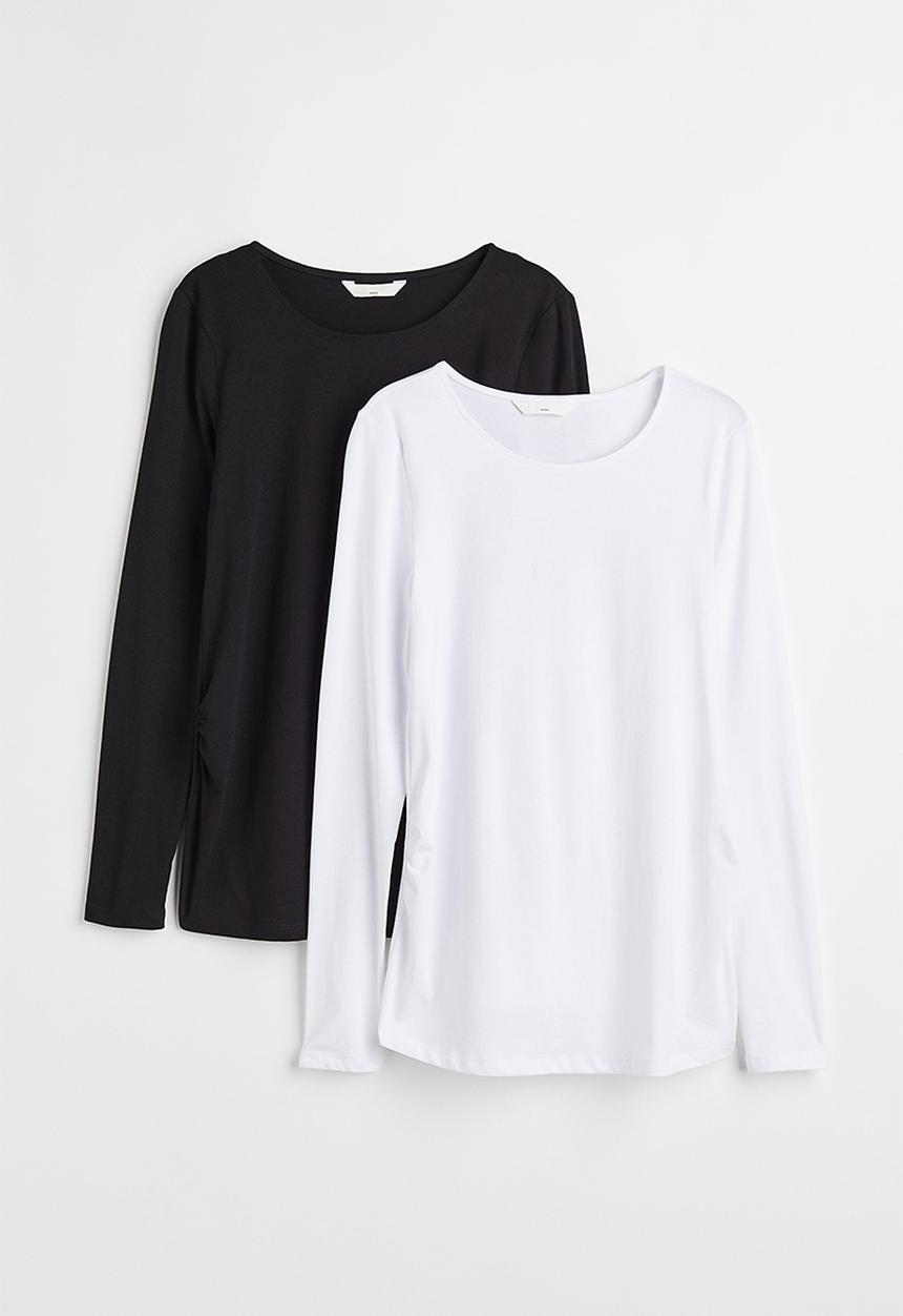 H&M - Mama 2 pack jersey tops - white & black