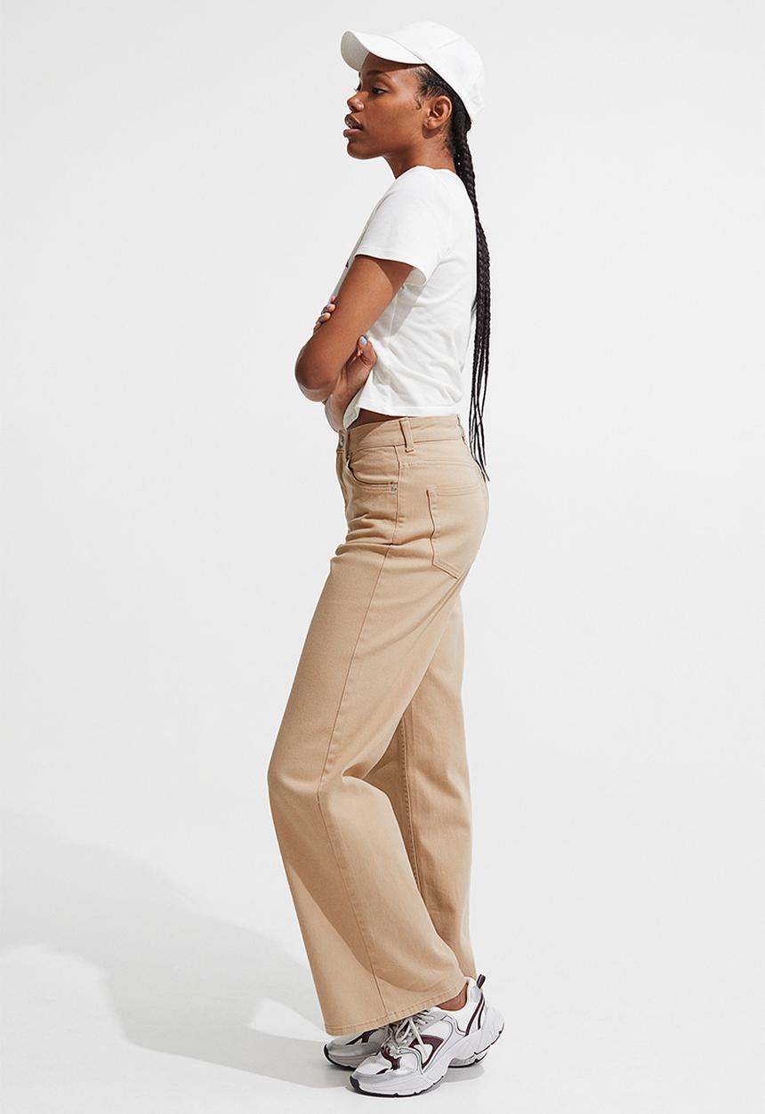 H&M - Wide twill trousers - beige