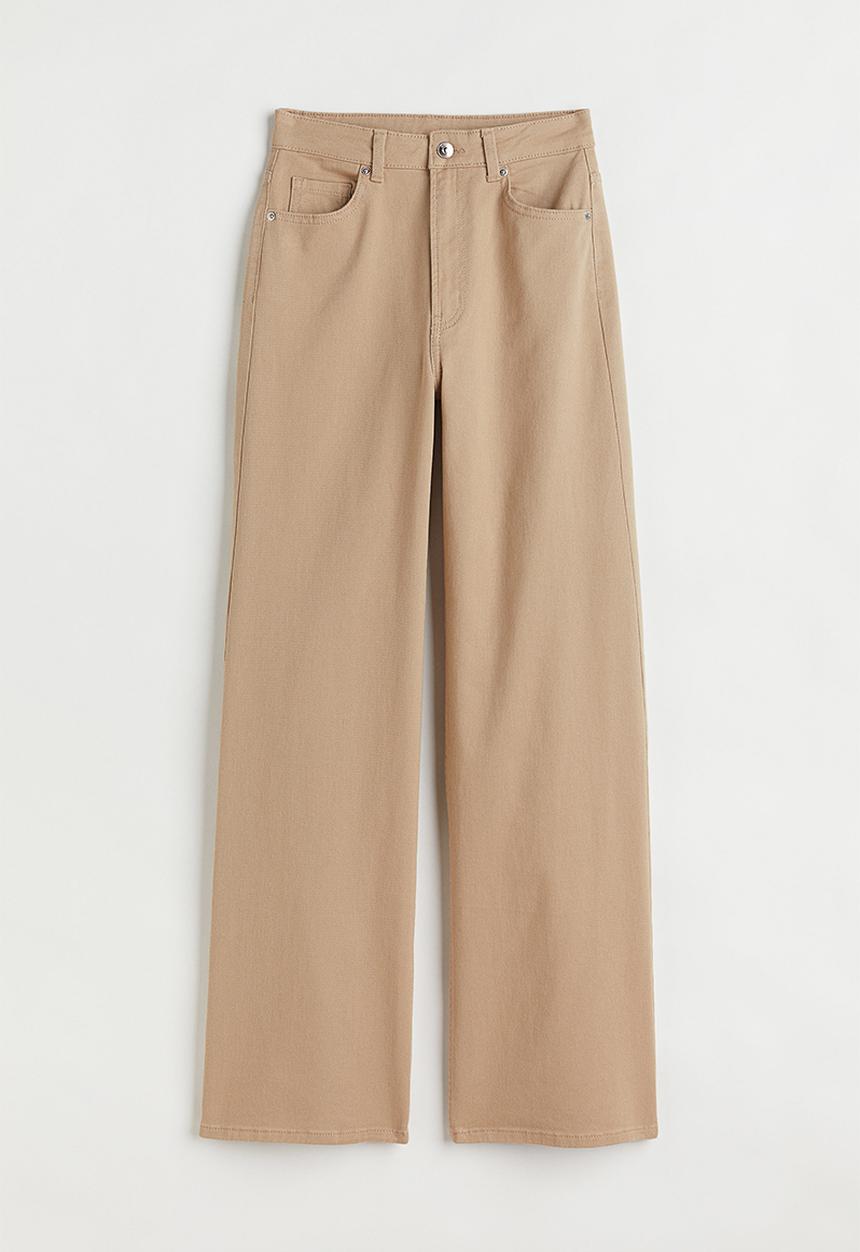 H&M - Wide twill trousers - beige
