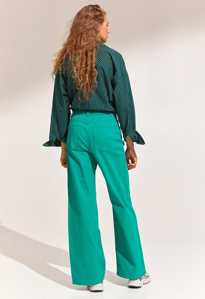 H&M - Wide twill trousers - green