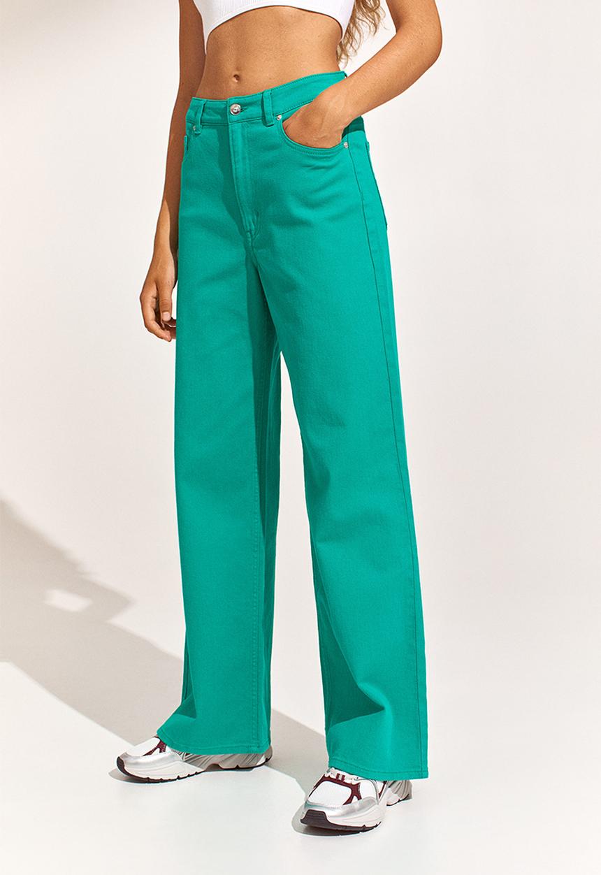 H&M - Wide twill trousers - green