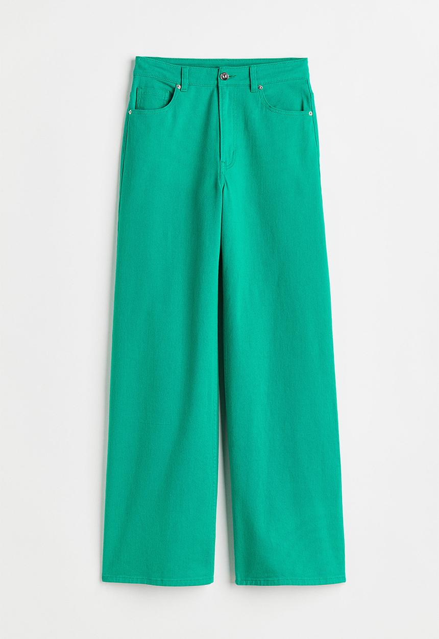 H&M - Wide twill trousers - green