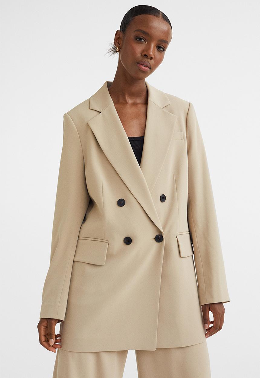 H&M - Double-breasted blazer - light beige