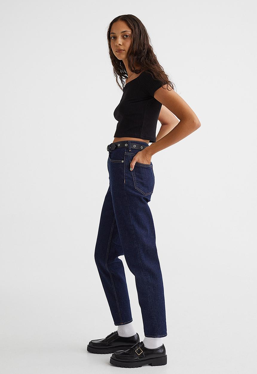 H&M - Mom loose-fit high ankle jeans - dark denim blue