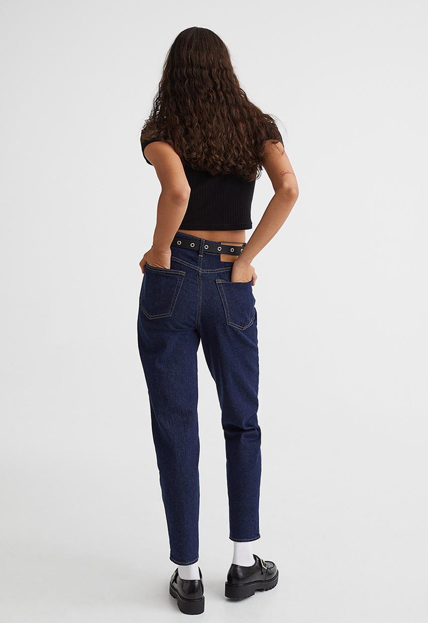 H&M - Mom loose-fit high ankle jeans - dark denim blue