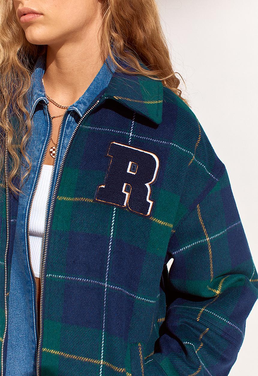 H&M - Boxy jacket - dark blue/checked