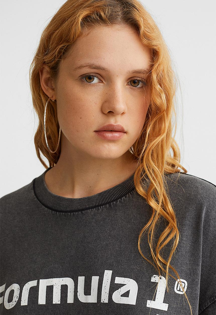 H&M - Printed T-shirt - black/formula 