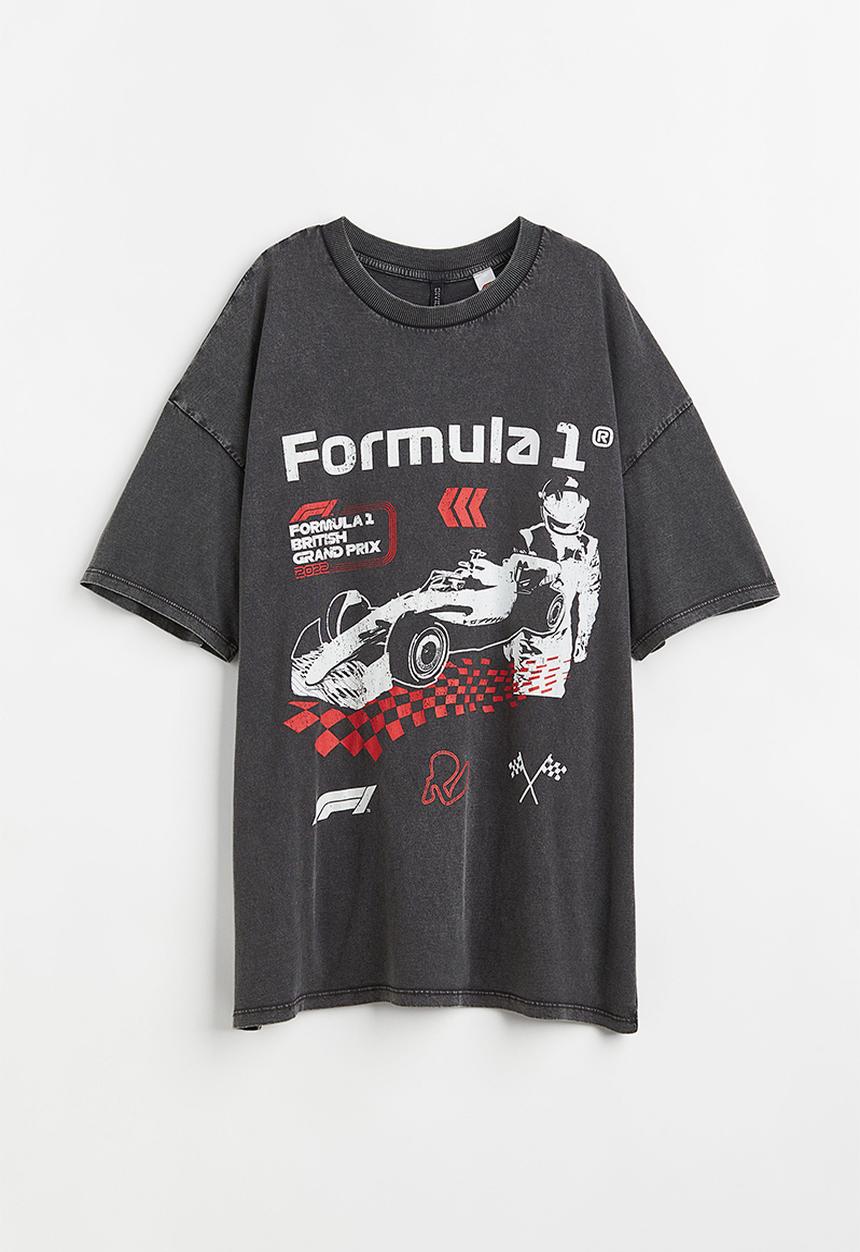H&M - Printed T-shirt - black/formula 