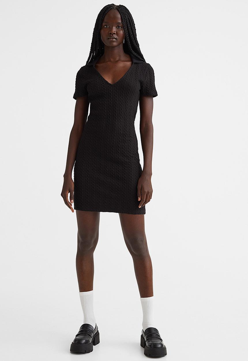 H&M - Collared bodycon dress - black