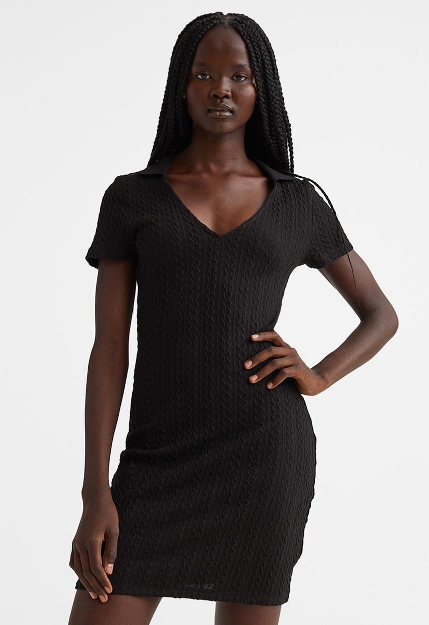 H&M - Collared bodycon dress - black