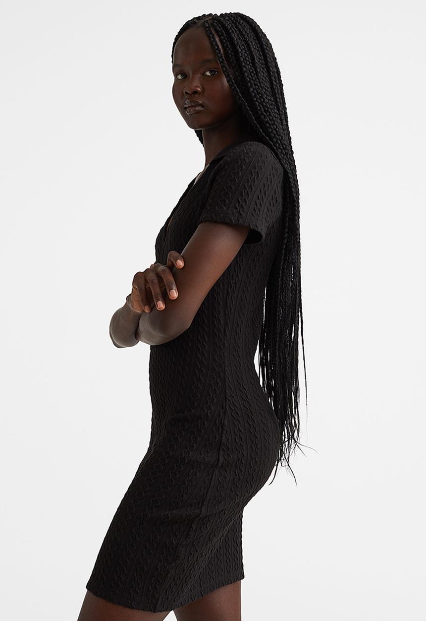 H&M - Collared bodycon dress - black