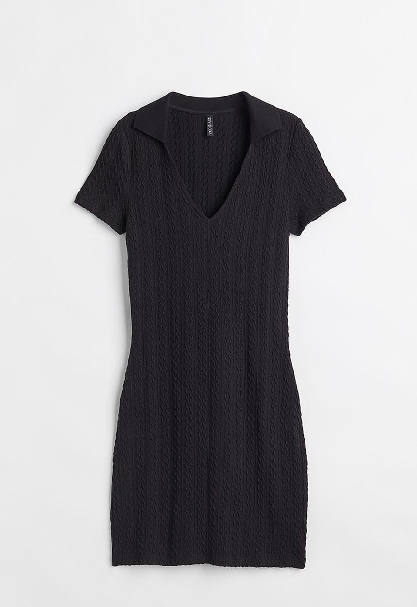 H&M - Collared bodycon dress - black