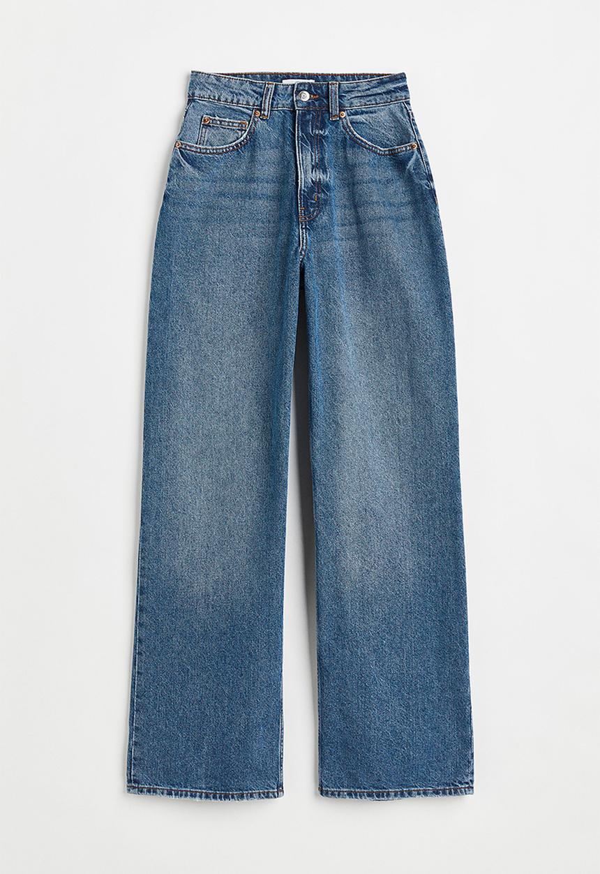 H&M - Loose straight high jeans - denim blue