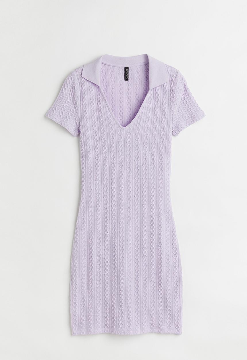 H&M - Collared bodycon dress - light purple