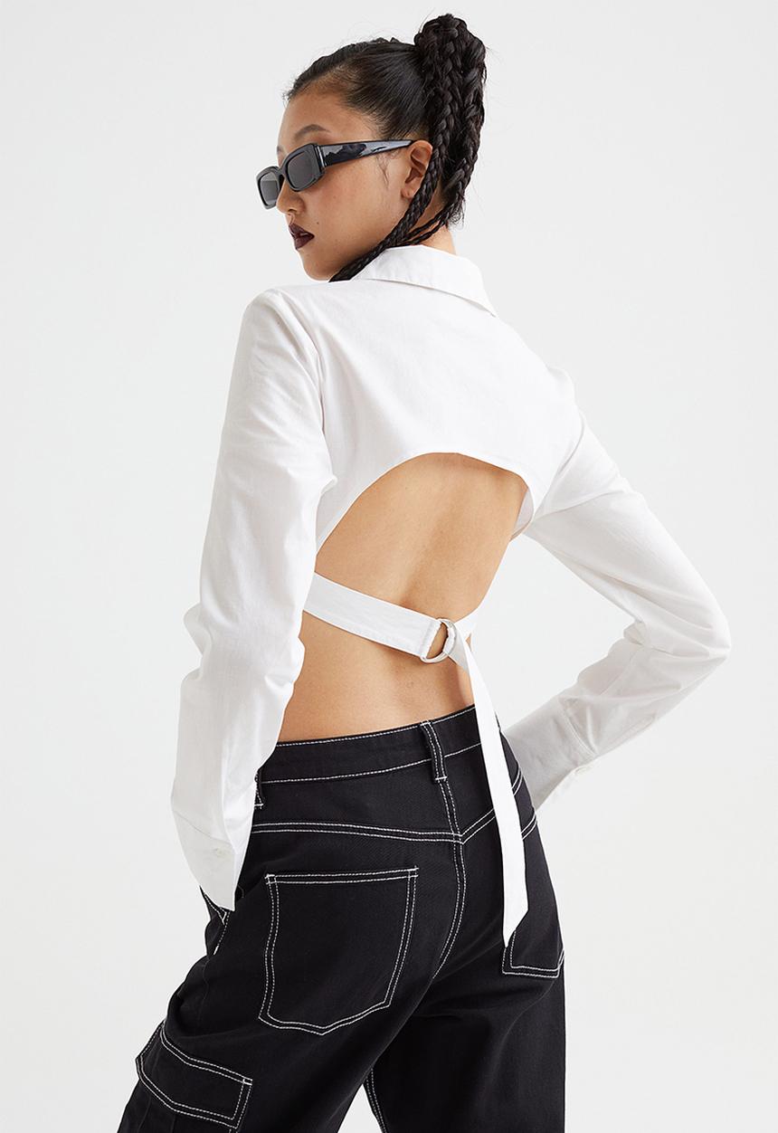 H&M - Open-backed shirt - white