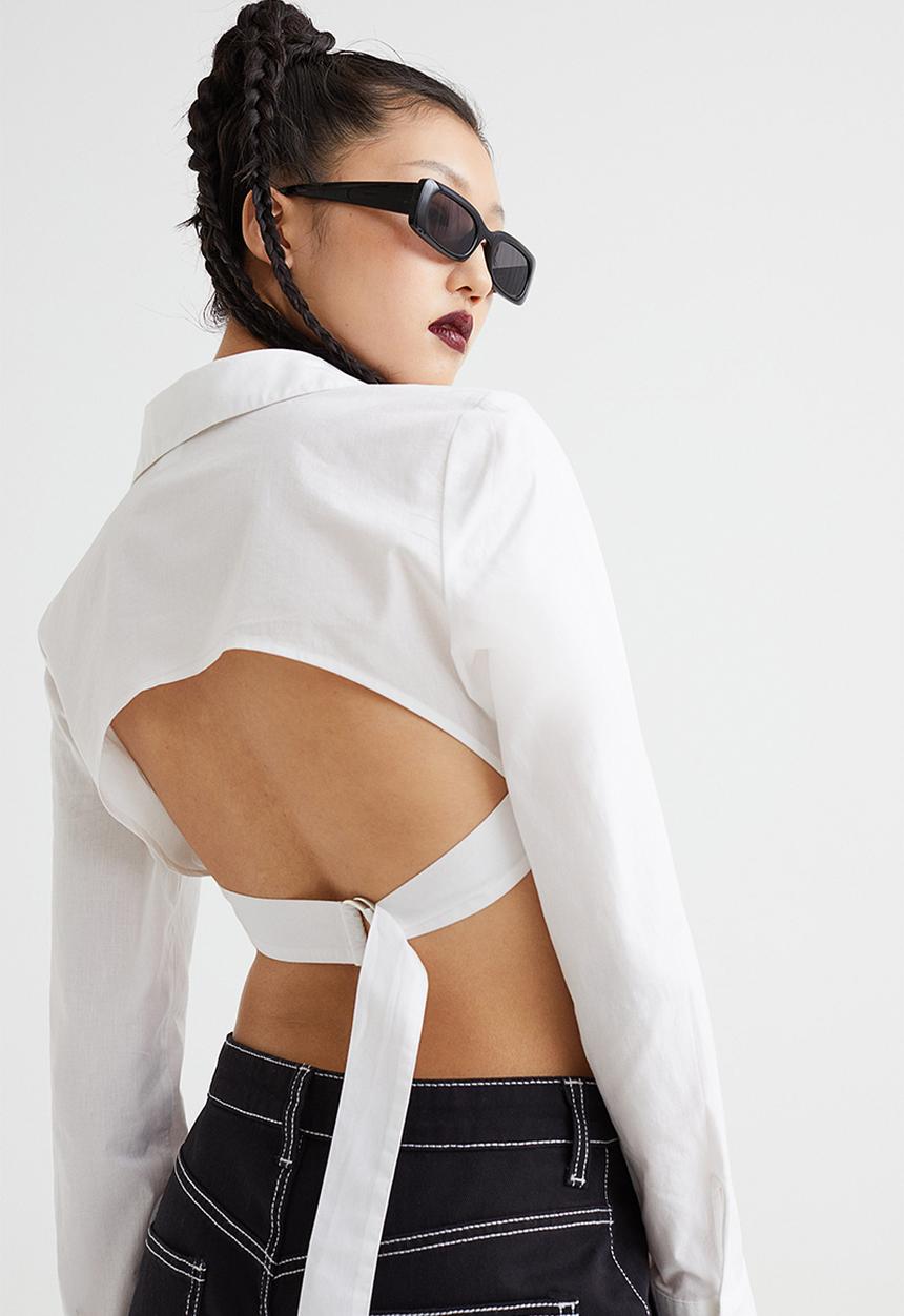 H&M - Open-backed shirt - white