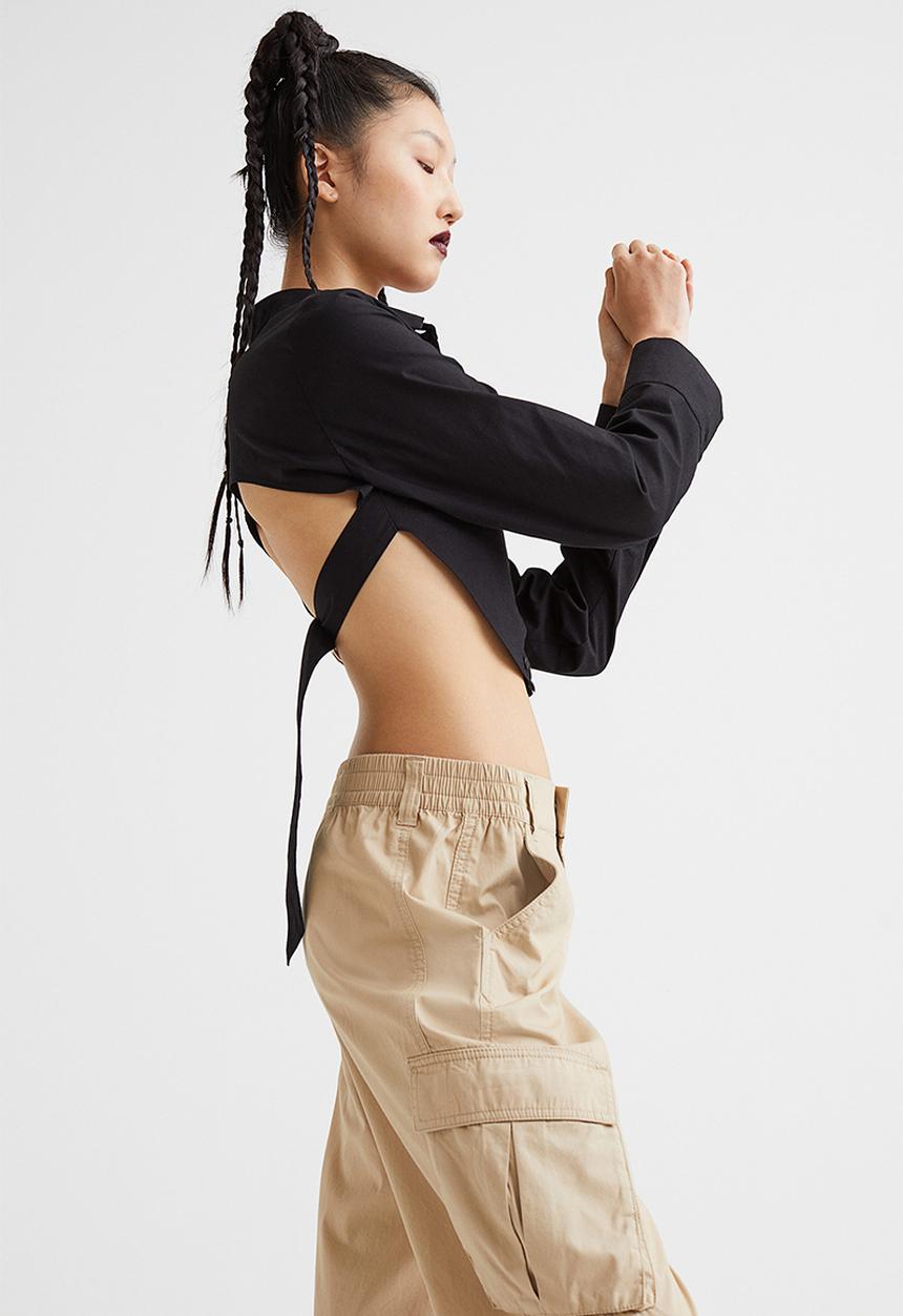 H&M - Open-backed shirt - black