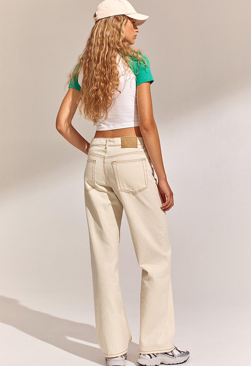 H&M - Wide twill trousers - light beige