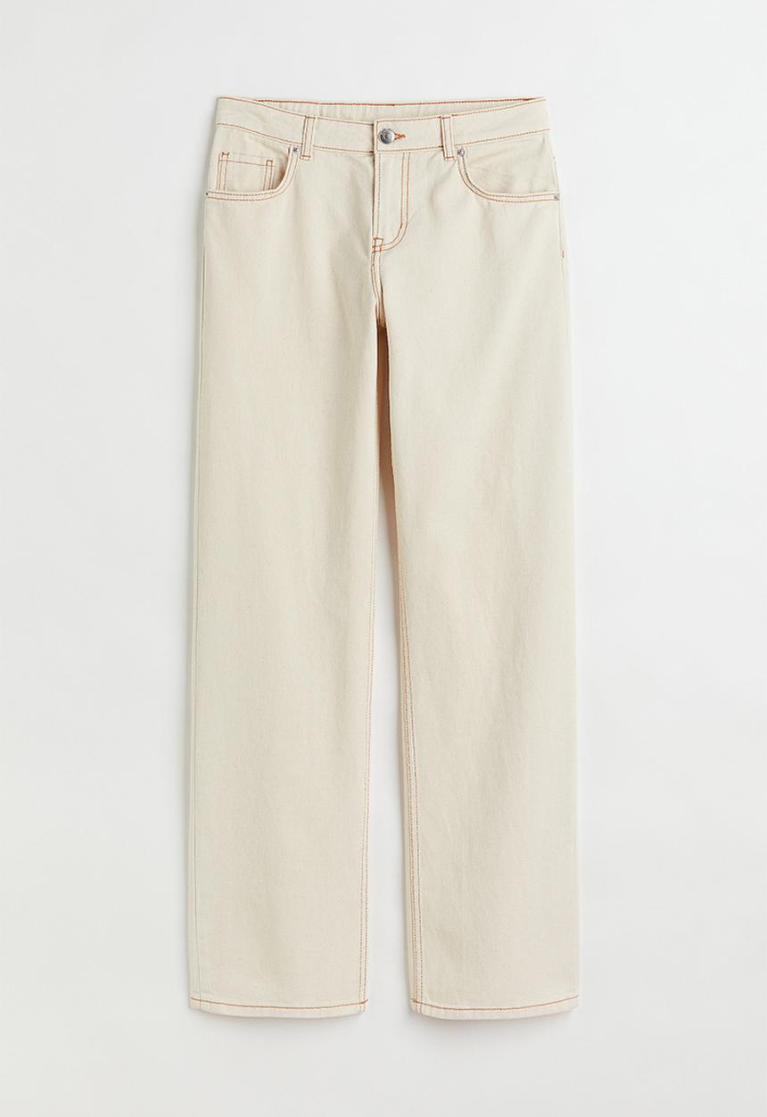 H&M - Wide twill trousers - light beige