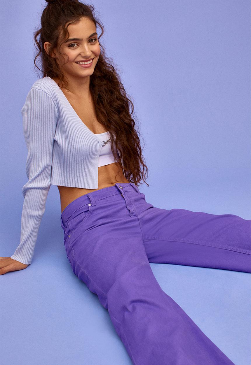 H&M - Wide twill trousers - purple