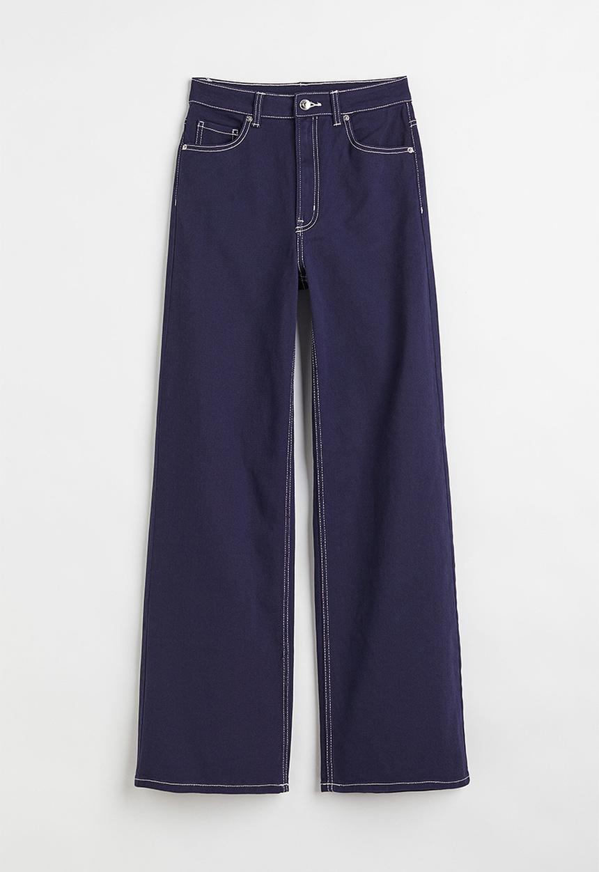 H&M - Wide twill trousers - dark blue