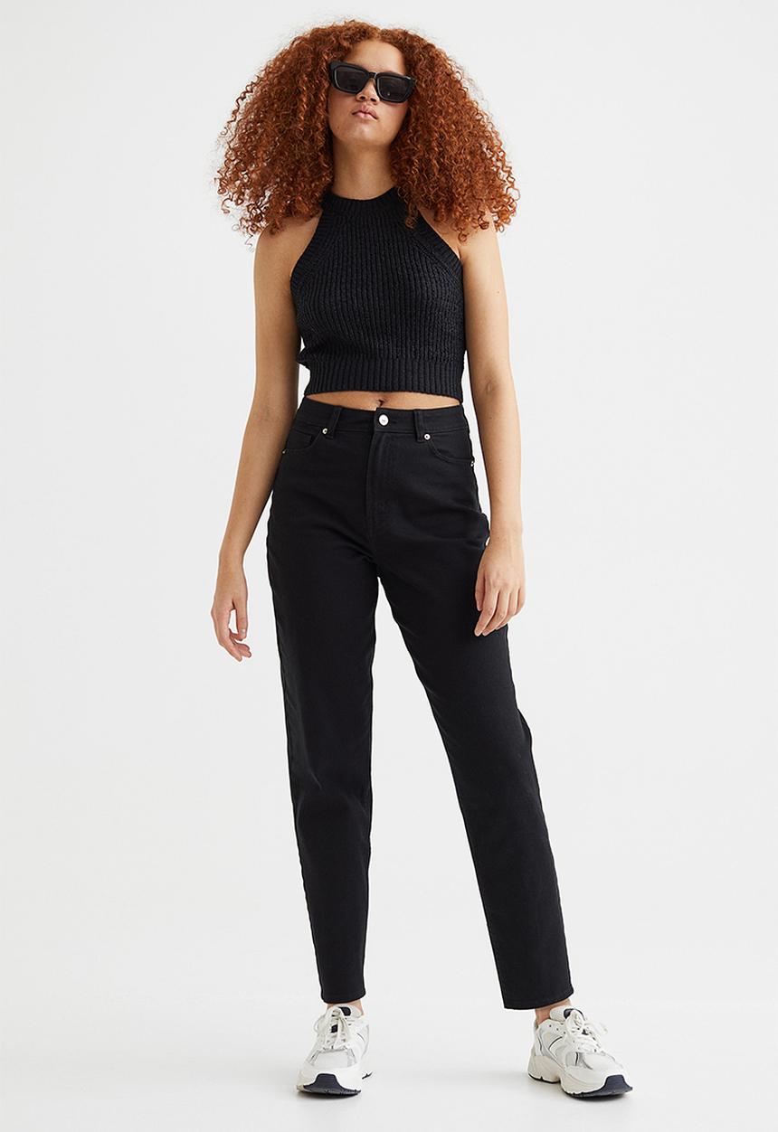 H&M - Mom loose fit twill trousers - black