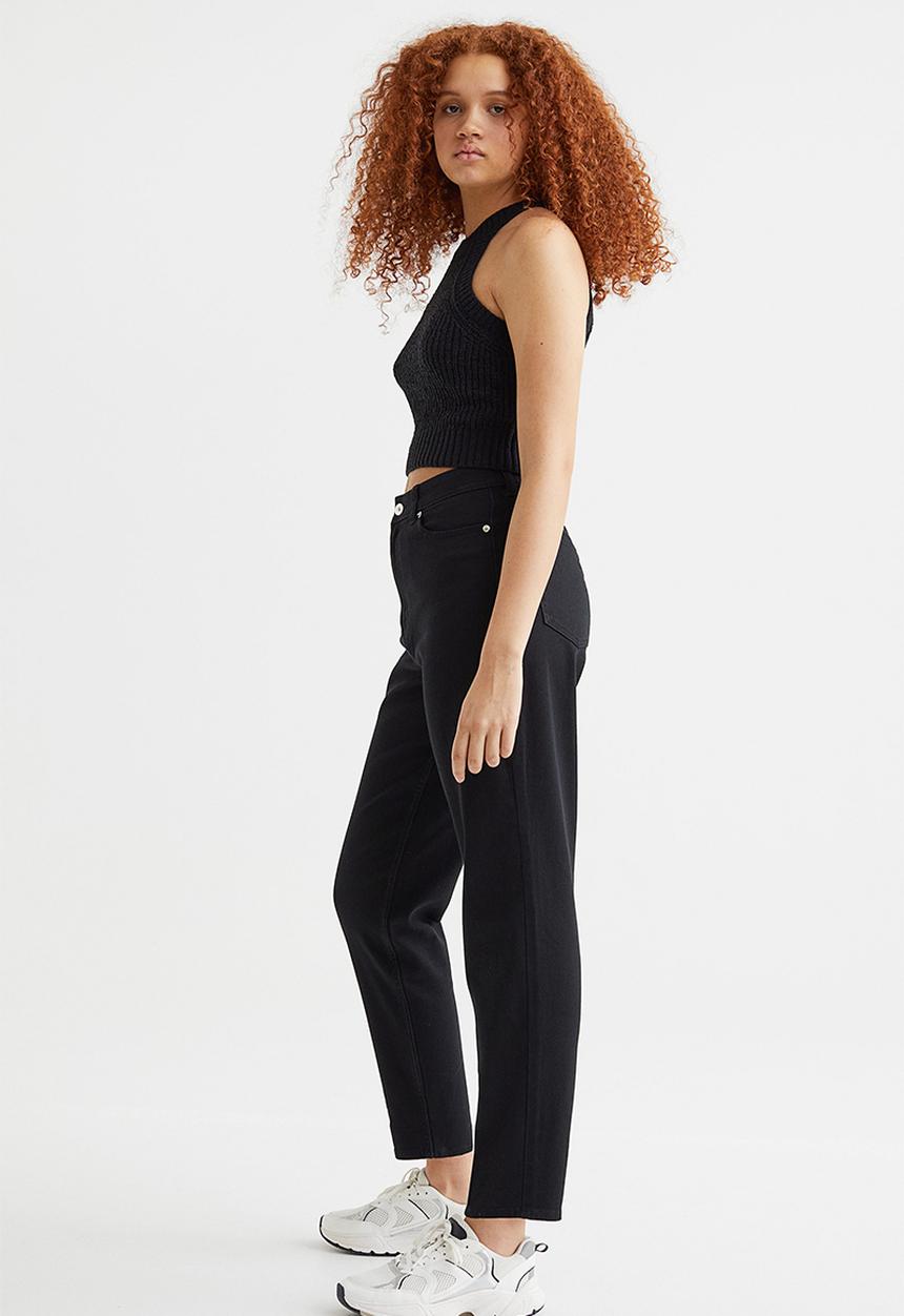 H&M - Mom loose fit twill trousers - black