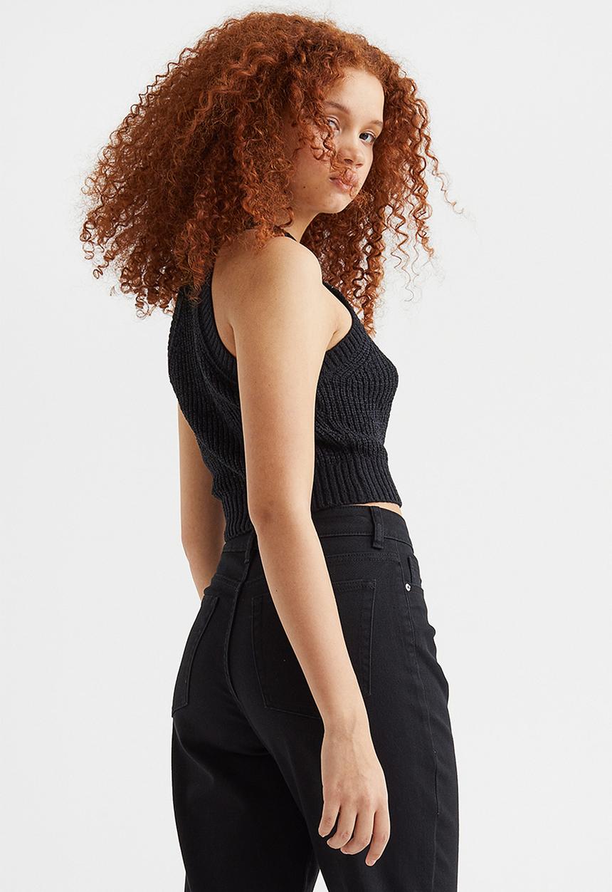 H&M - Mom loose fit twill trousers - black